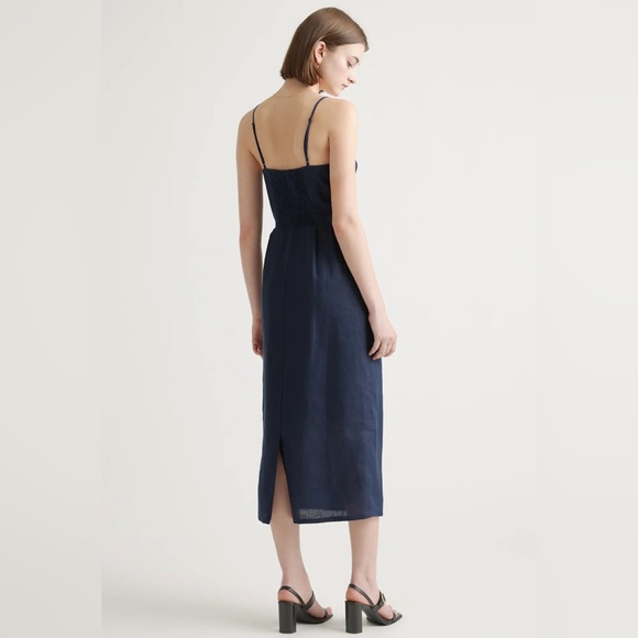 Quince navy blue midi linen dress - Picture 3 of 4